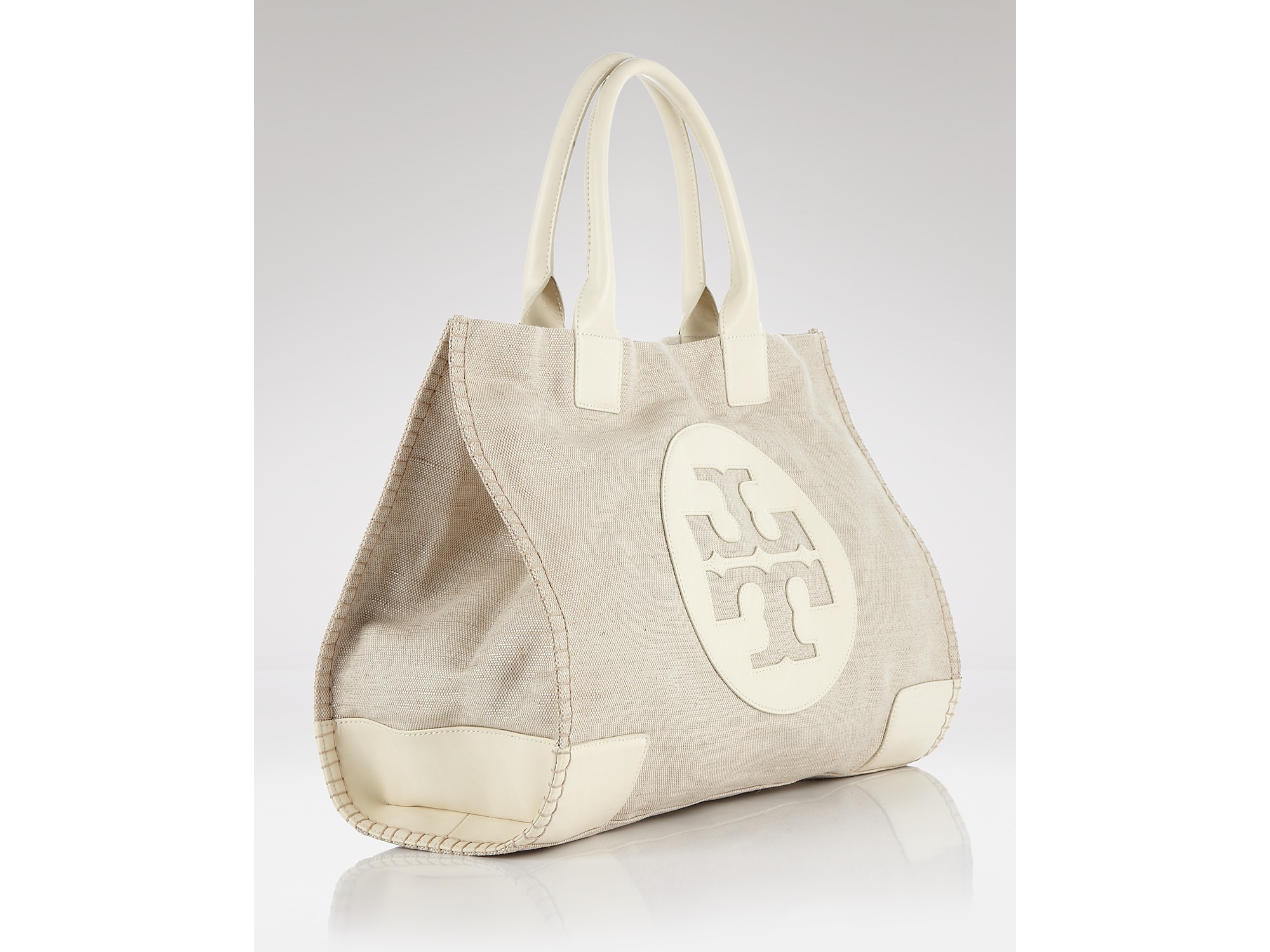 tory burch ella metallic canvas tote