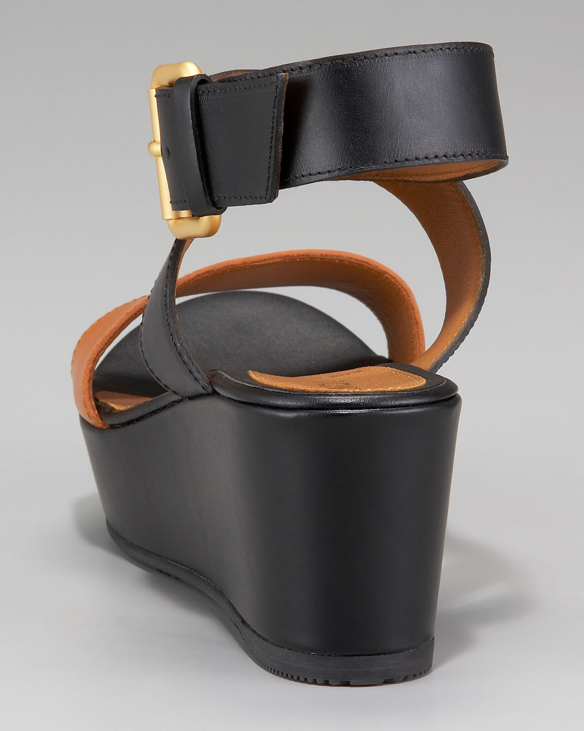 Lyst - Fendi Ankle-wrap Platform Wedge Sandal in Black