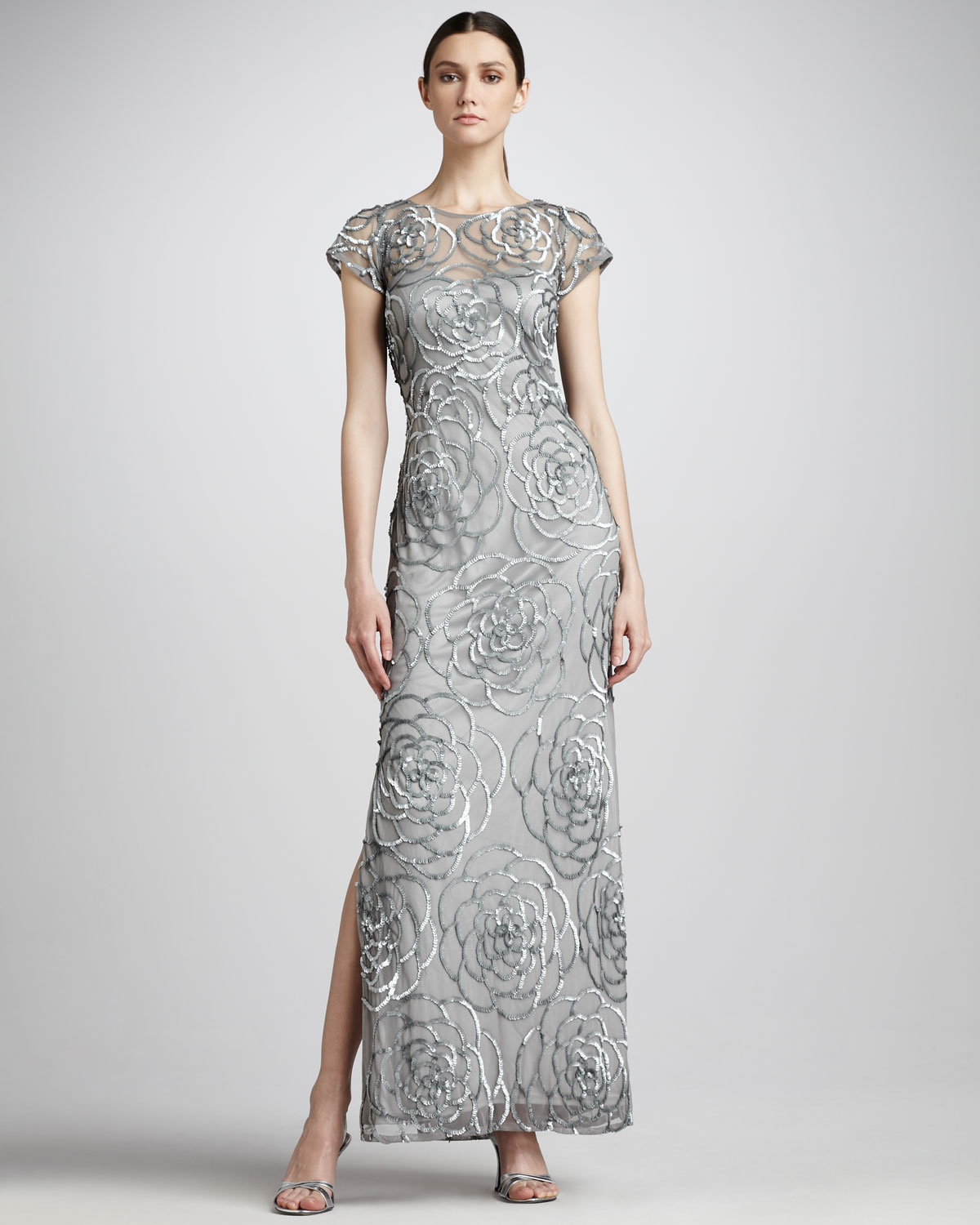 aidan mattox niteline silk gown