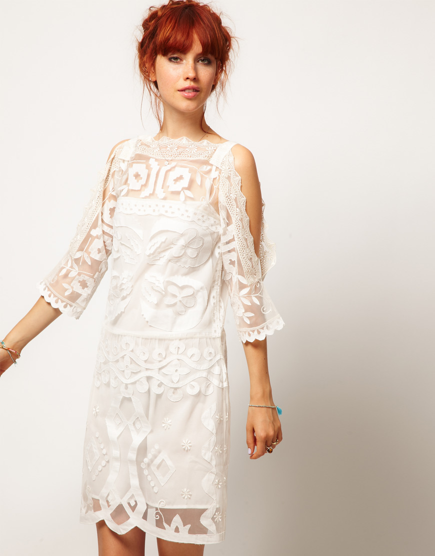 cream shift dress wedding