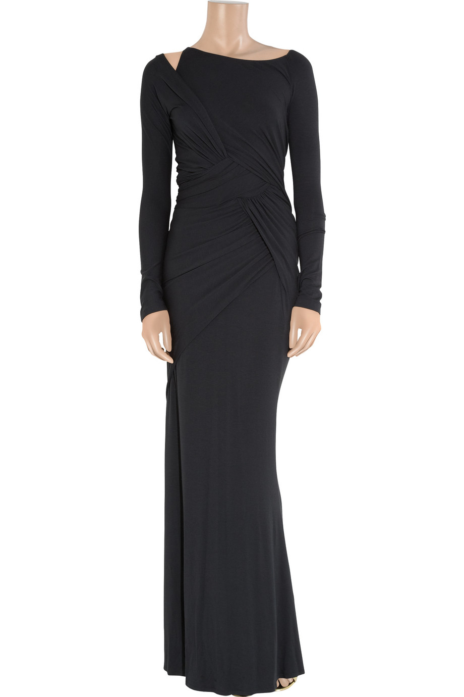 Lyst - Donna karan Wrap-effect Stretch-jersey Maxi Dress in Black