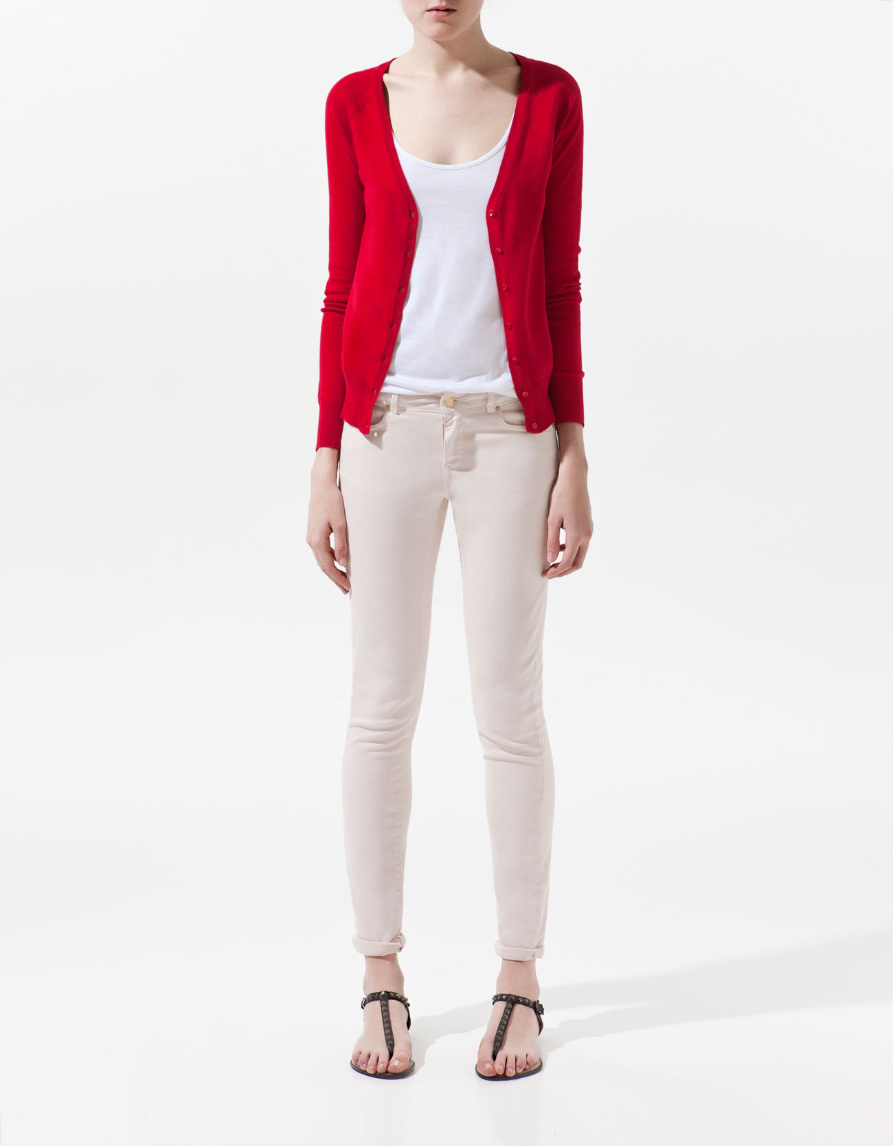  Zara  Basic  Cardigan  in Red Lyst