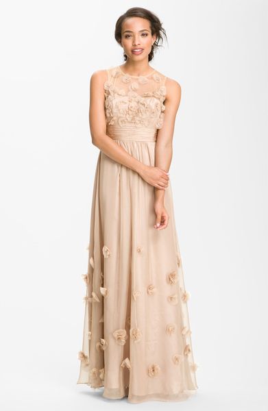 js collections floral appliqué gown