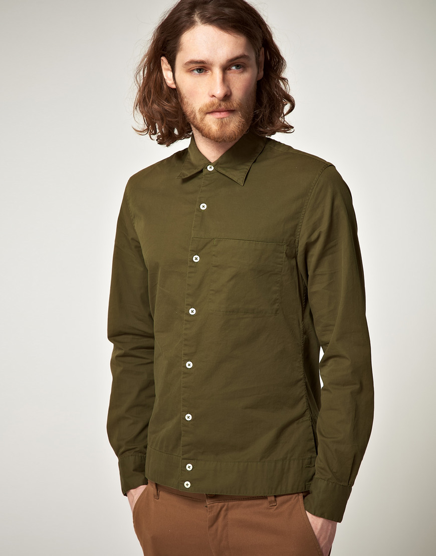 Lyst - Denham Denham Jack Long Sleeve Shirt in Green for Men