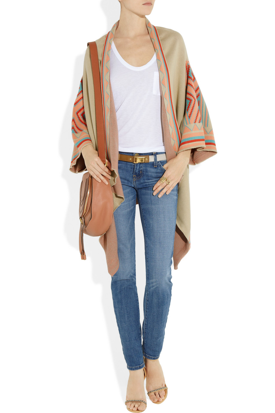 Haute hippie Patterned Knitted Cotton Cardigan in Beige (camel) | Lyst