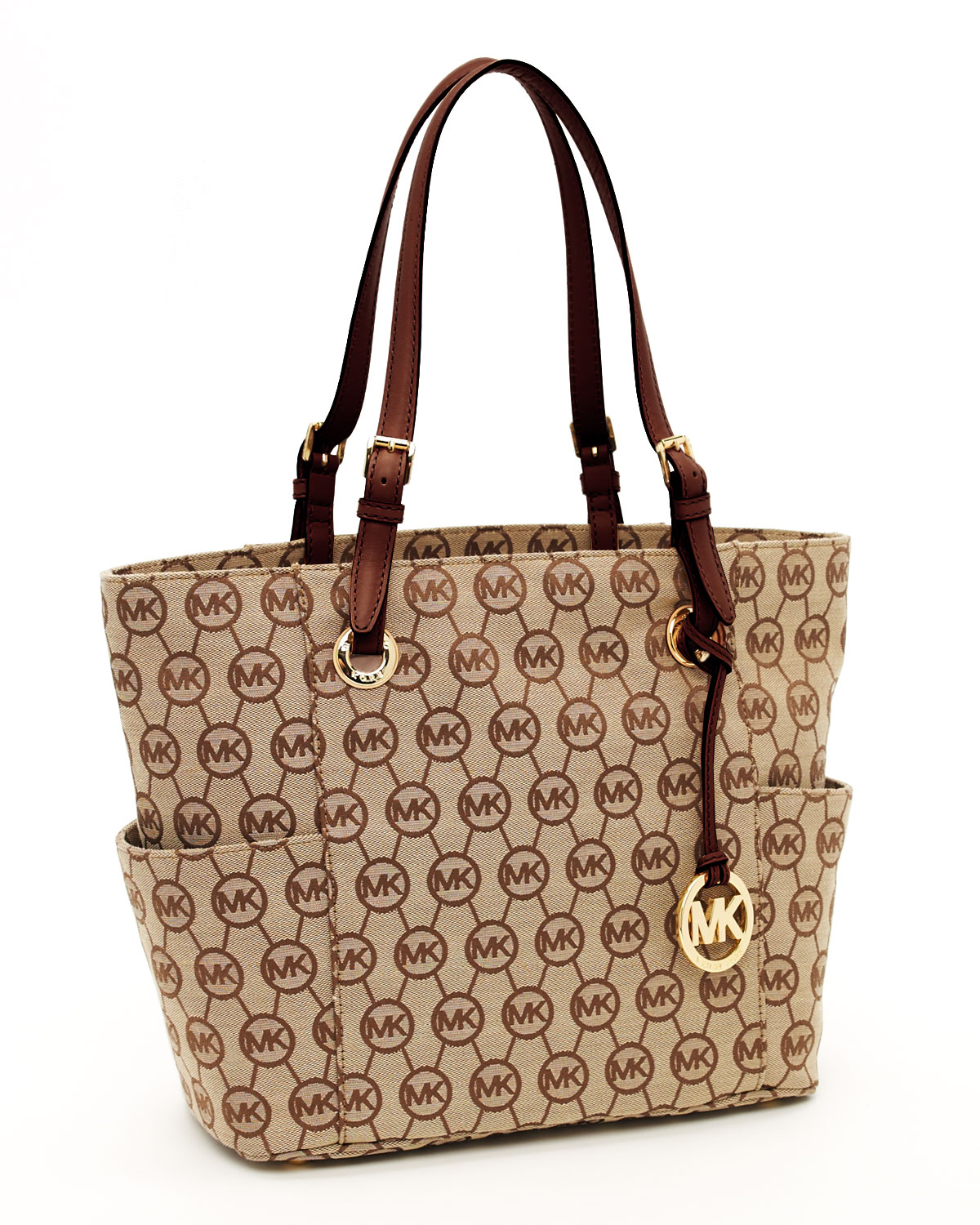 Michael Kors Monogrammed Signature Tote in Brown | Lyst