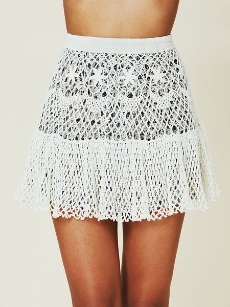 Free People Crochet Sweater Skirt in White (ivory) | Lyst