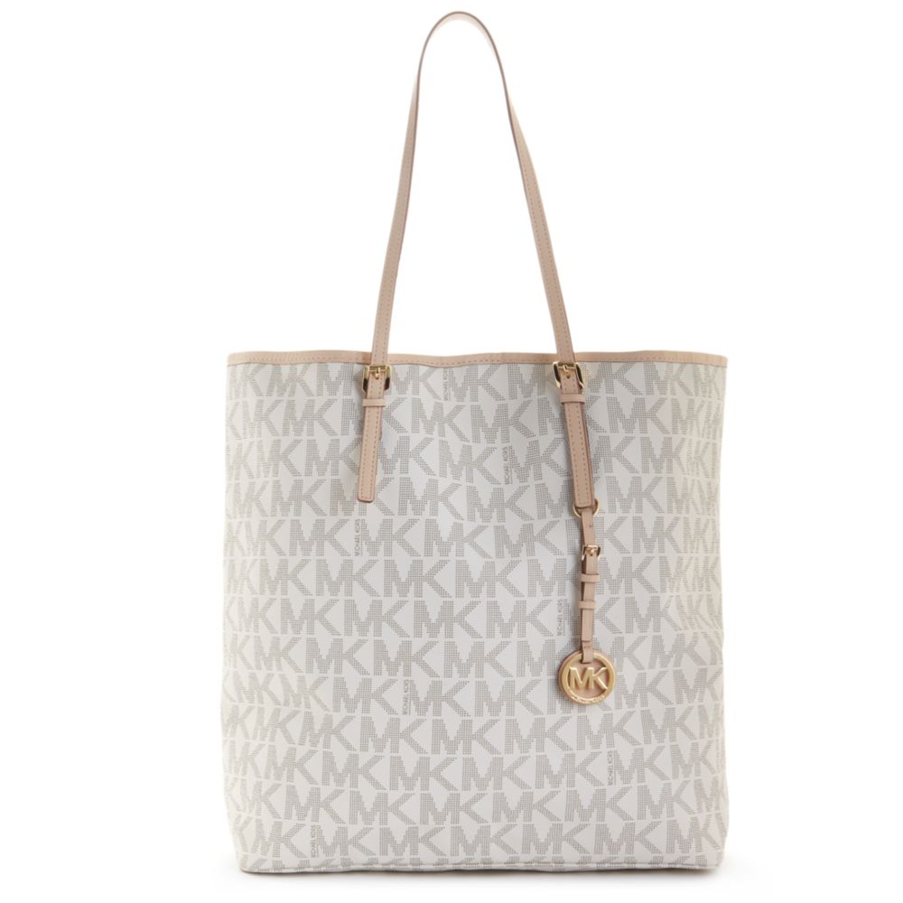 Lyst Michael Kors Jet Set Travel Signature Large Ns Tote In White Gallery