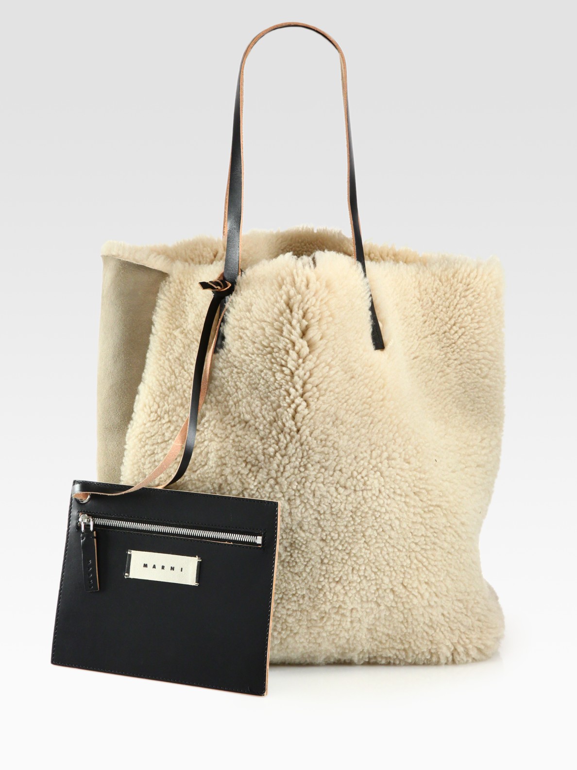 shearling tote bag