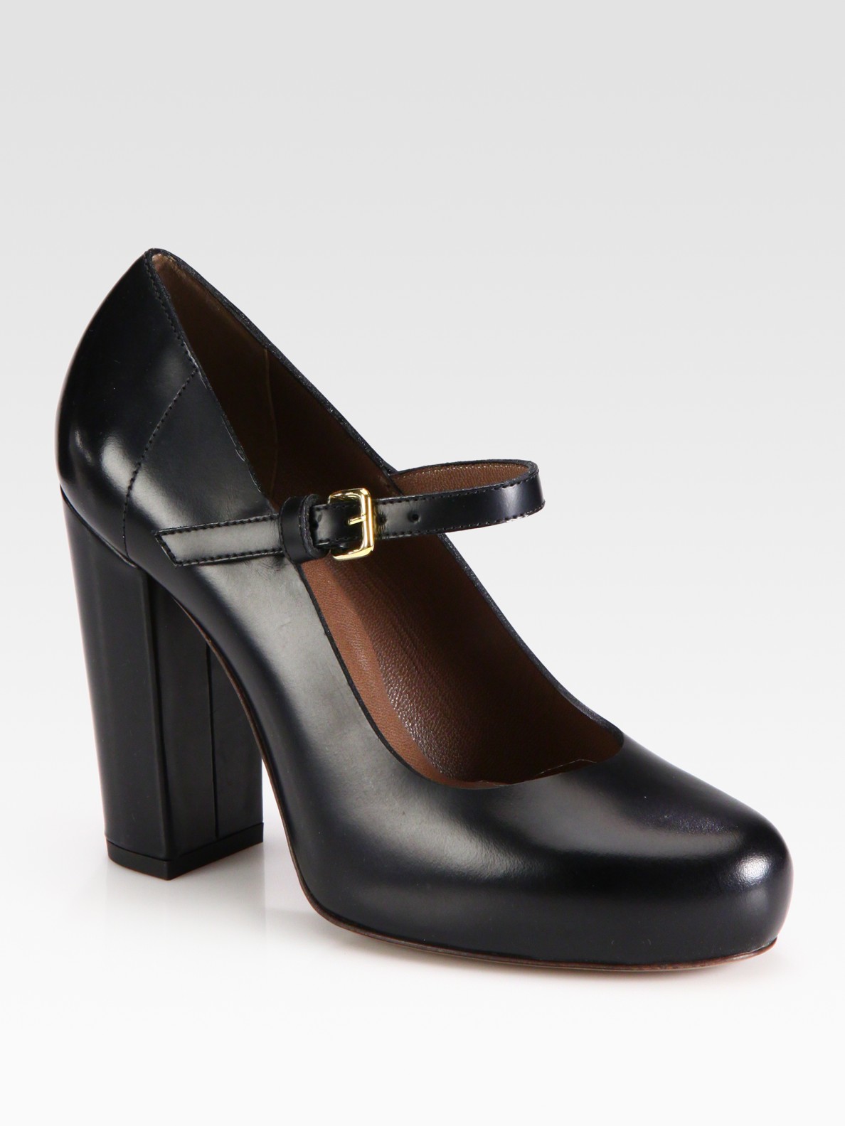Marni Leather Mary Jane Pumps in Black | Lyst