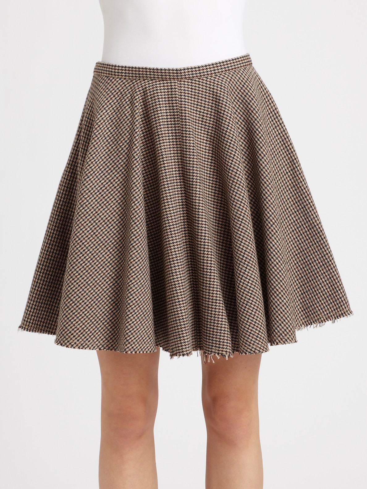 McQ Houndstooth Pleated Full Skirt in Natural Lyst