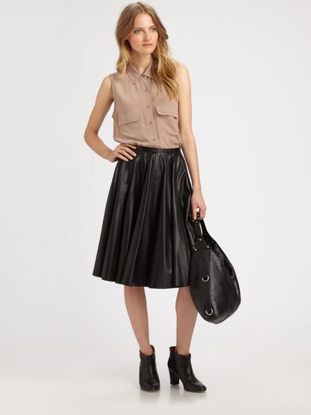 Mcq By Alexander Mcqueen Leather Circle Skirt in Black | Lyst