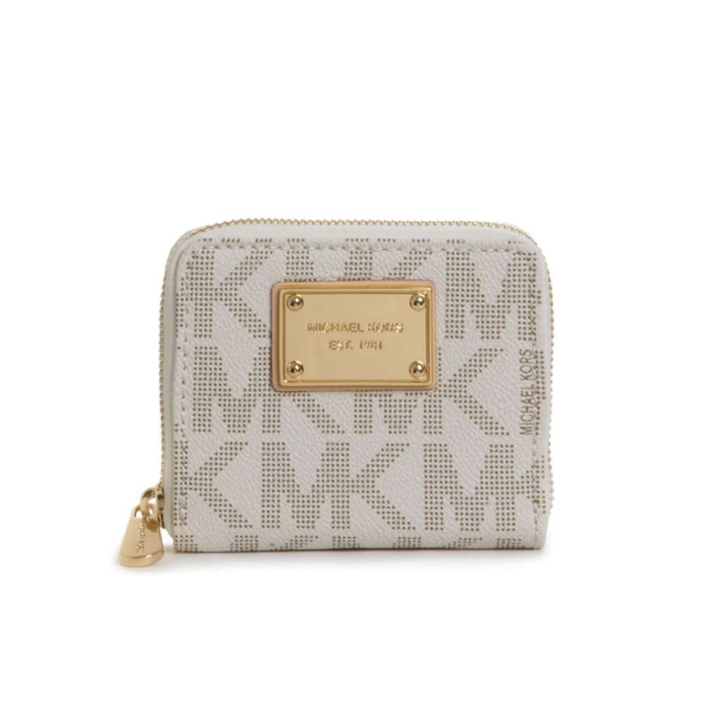 Michael Kors Mk Logo Small Ziparound Wallet in Vanilla (White) - Lyst