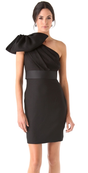 Tea Length Bodycon Dress - Double Sash Left Bow / Long Sleeves Write your review