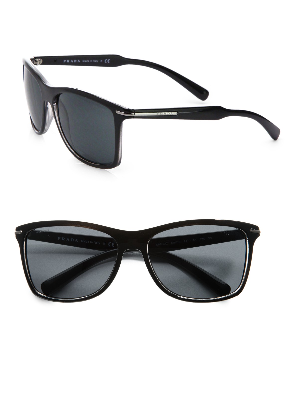 Prada Arrow Wayfarer Sunglasses in Black for Men - Lyst
