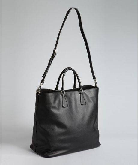 Prada Black Saffiano Leather Large Tote Bag in Black for Men | Lyst