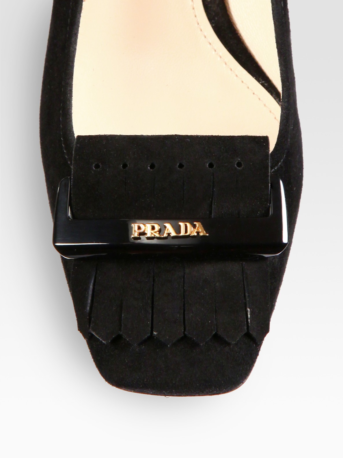 prada suede block heel