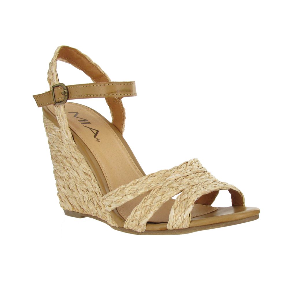 Mia Poem Wedge Sandals In Natural Raffia Natural Lyst