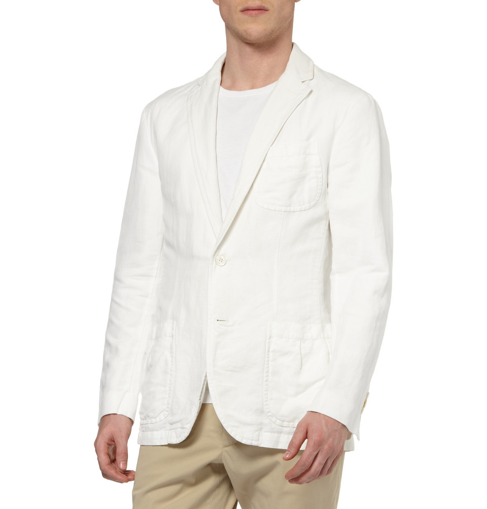 Polo Ralph Lauren Abrahams Unstructured Linenblend Blazer in White for Men - Lyst