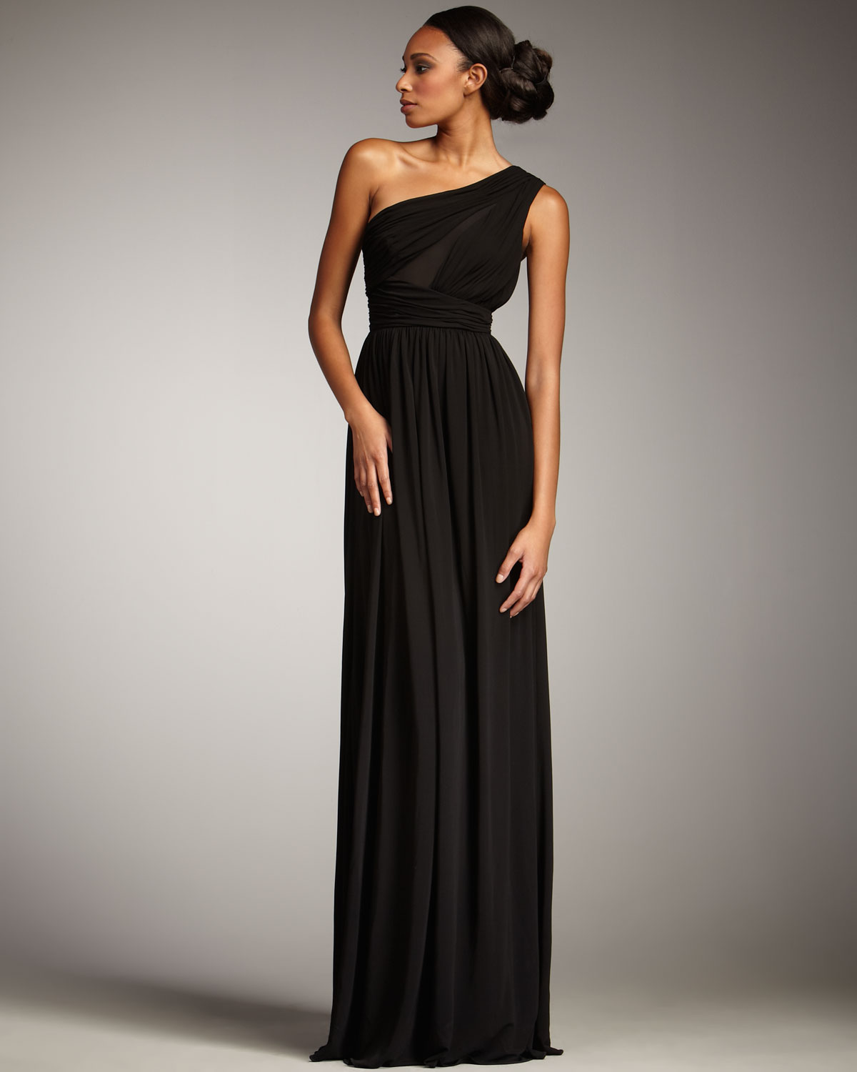 black one shoulder gown