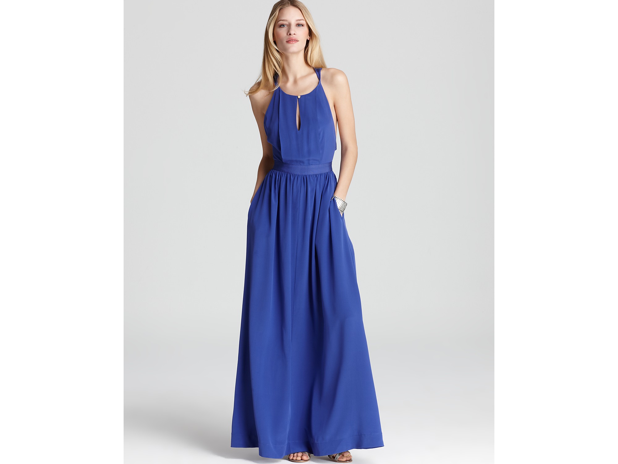 silk blue maxi dress