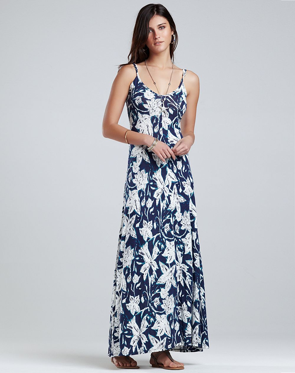 Lucky Brand Vicky Bali  Batik  Maxi Dress in Blue Lyst