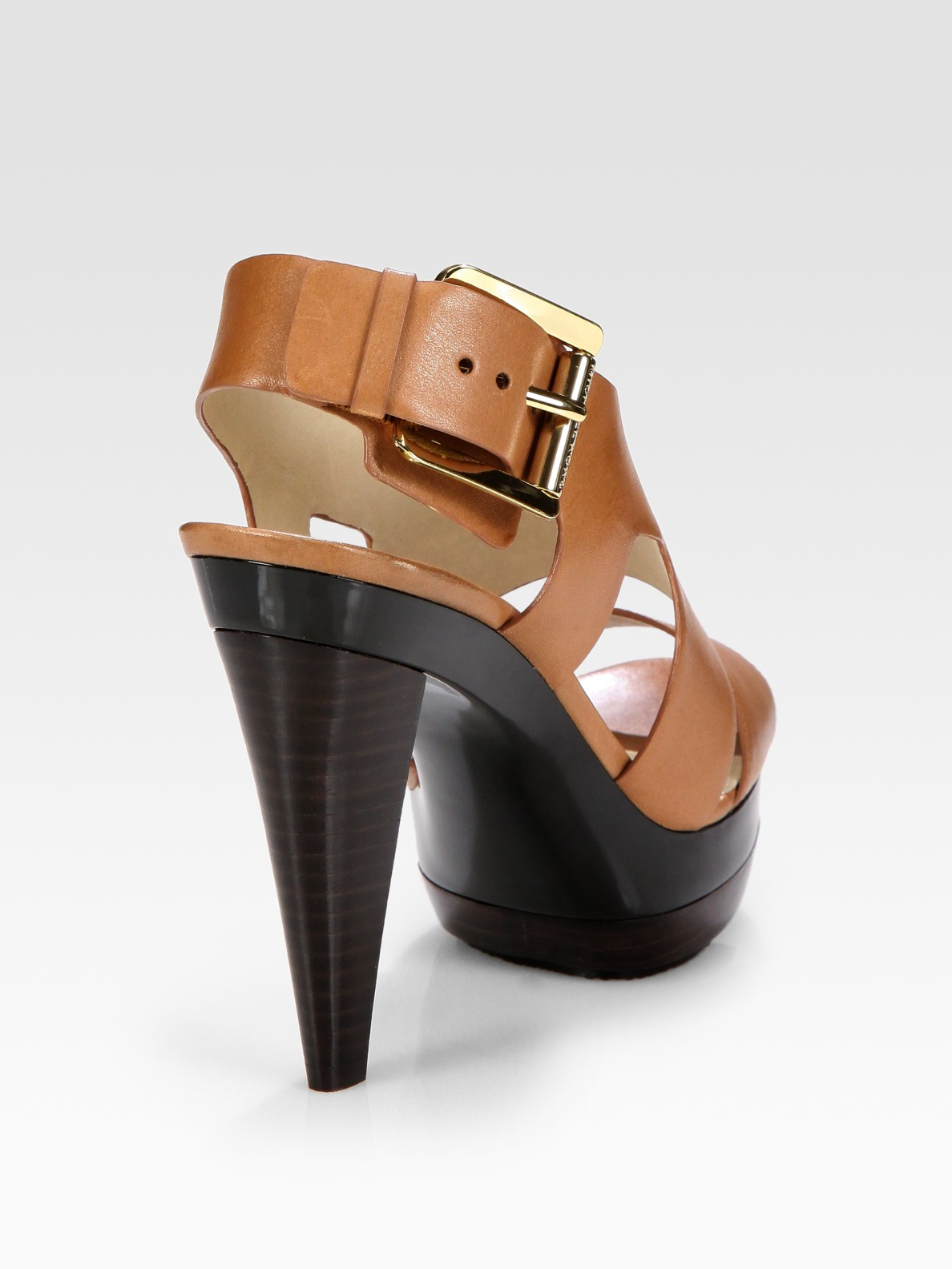 MICHAEL Michael Kors Carla Leather Platform Sandals in Brown | Lyst