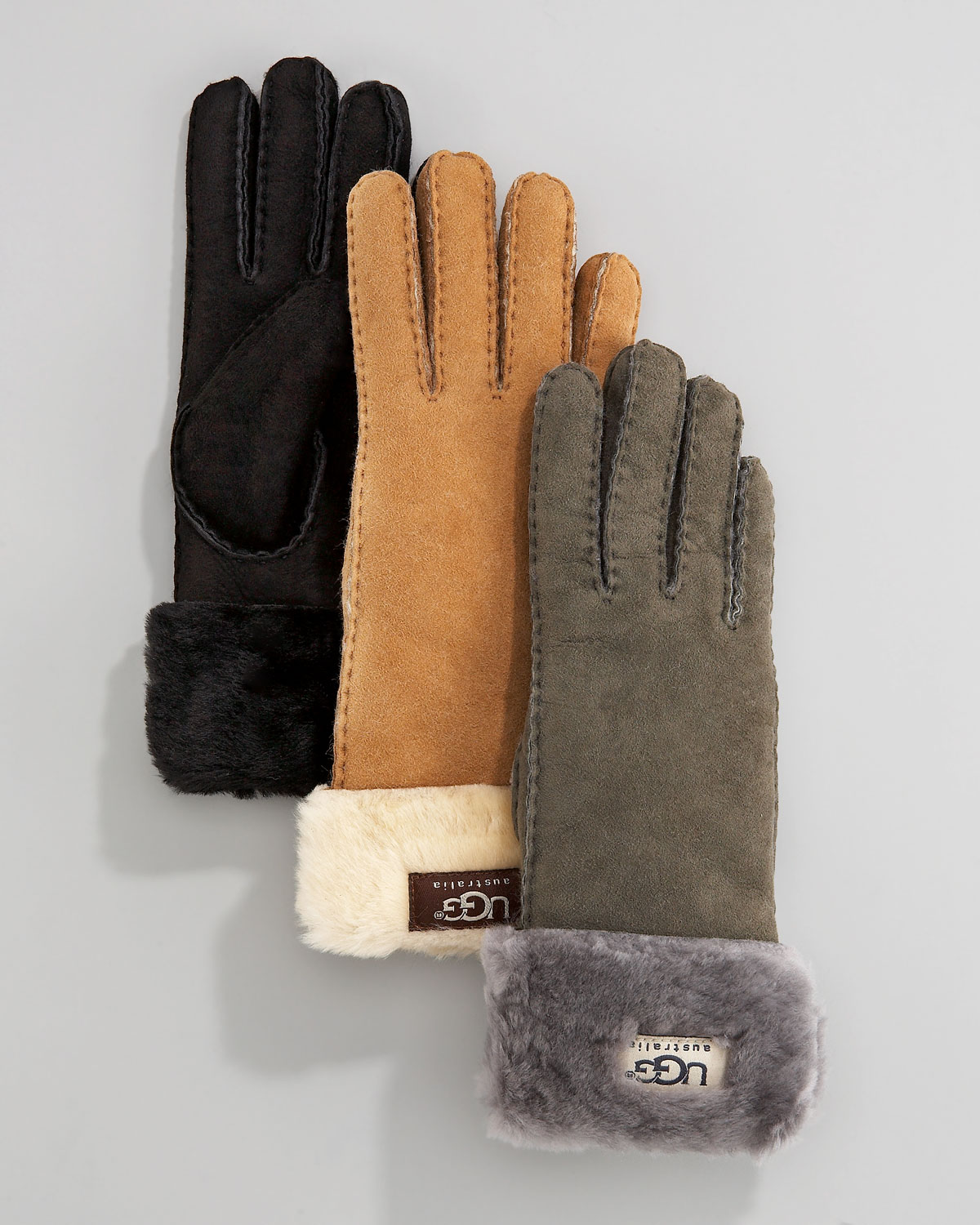 UGG Classic Shearling Gloves in Black (Gray) Lyst