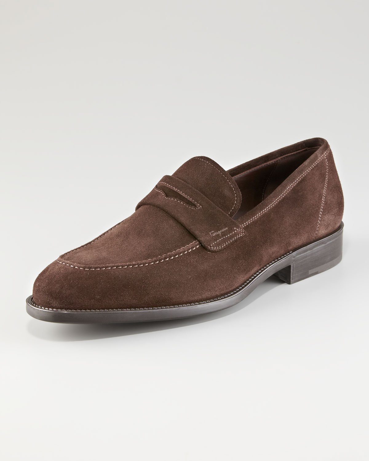 Ferragamo Atlas Suede Penny Loafer in Chocolate (Brown) for Men Lyst