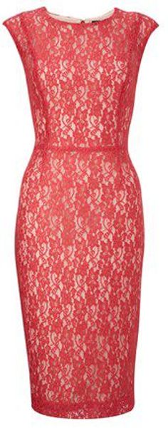 French Connection Angela Lace Dress in Red (pink) | Lyst