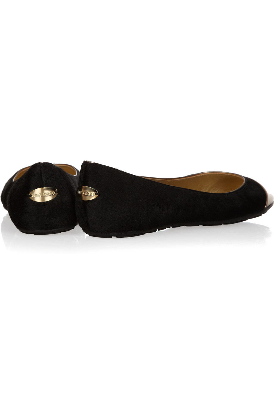 Jimmy choo Whirl Calf Hair and Metallic Leather Ballet Flats in Black Lyst