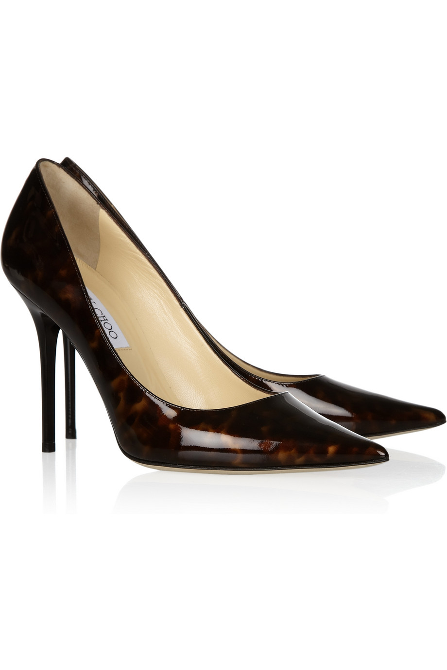 Jimmy Choo Abel Tortoise Shell Print Patent Leather Pumps in Camel