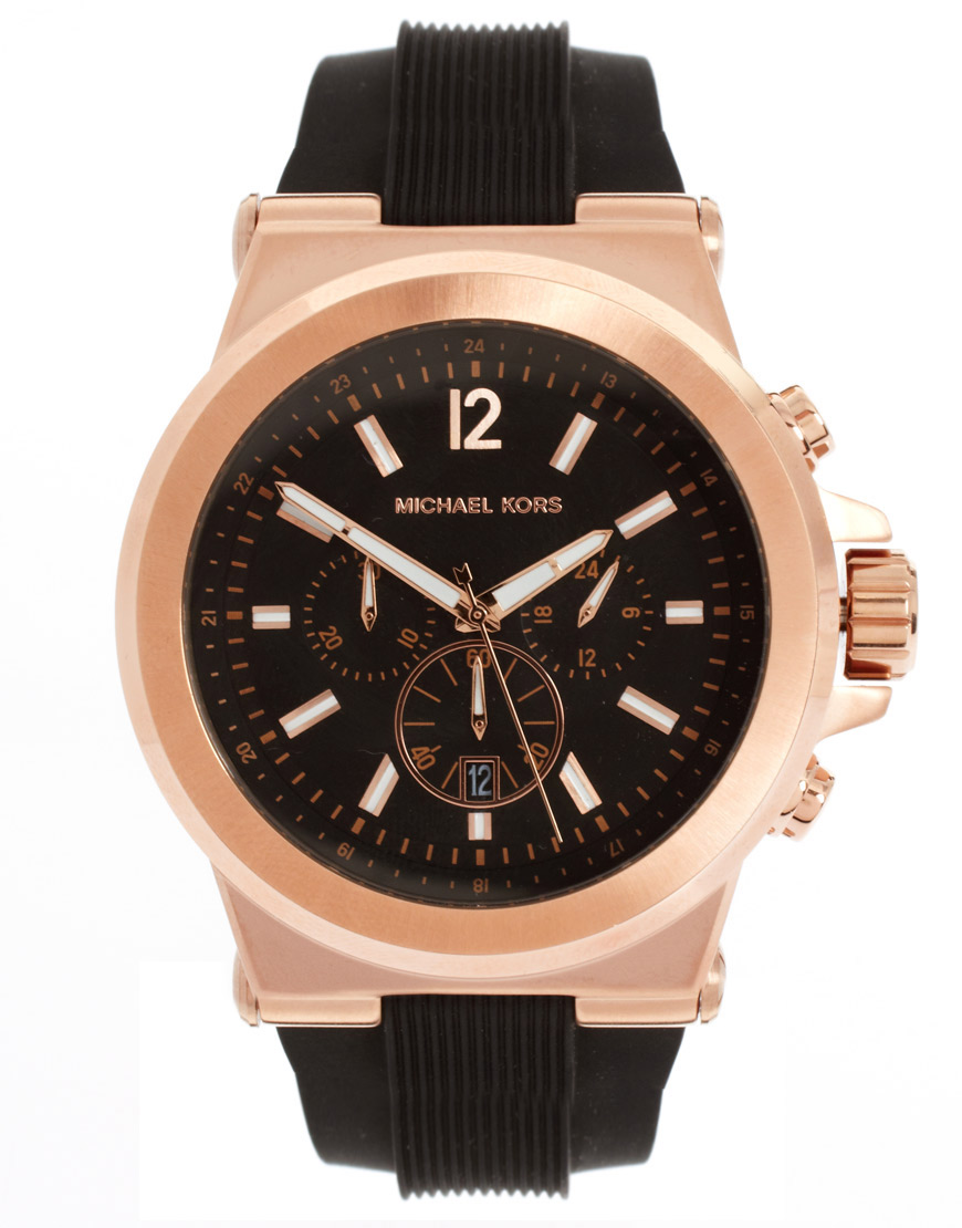 Michael kors Mk8184 Oversized Dylan Silicone Chronograph Watch in Black ...