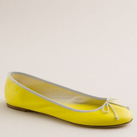 J.crew Classic Leather Ballet Flats in Yellow (sour lemon) | Lyst