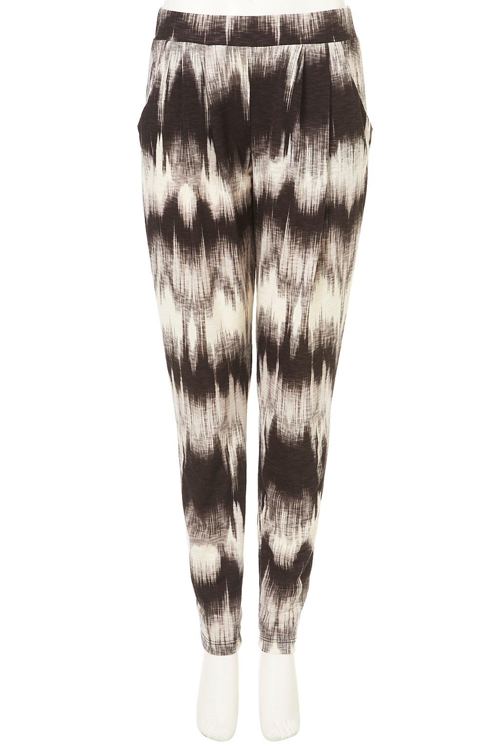 lyst topshop ikat print jersey tapered trousers in black lyst topshop ikat print jersey tapered trousers in black
