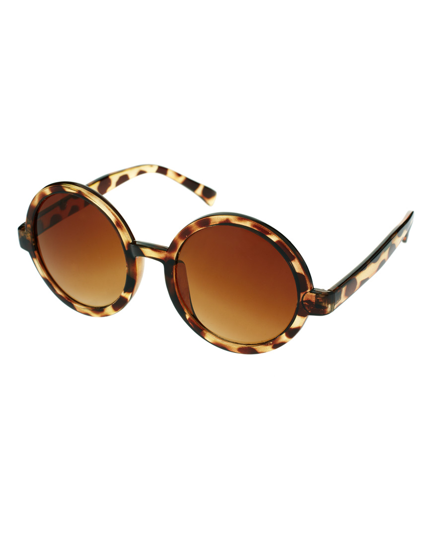 Lyst Asos Collection Asos Round Sunglasses in Brown