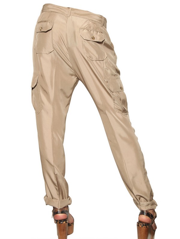 silk cargo pants womens