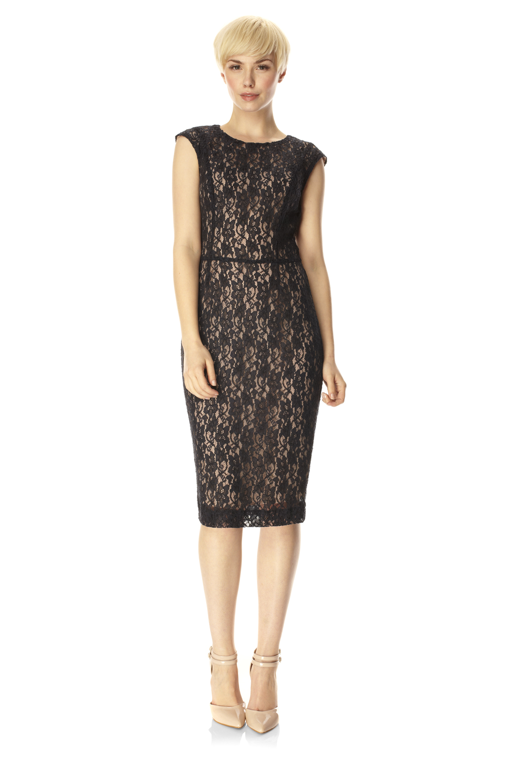 Lyst - French connection Angela Lace Dress in Black