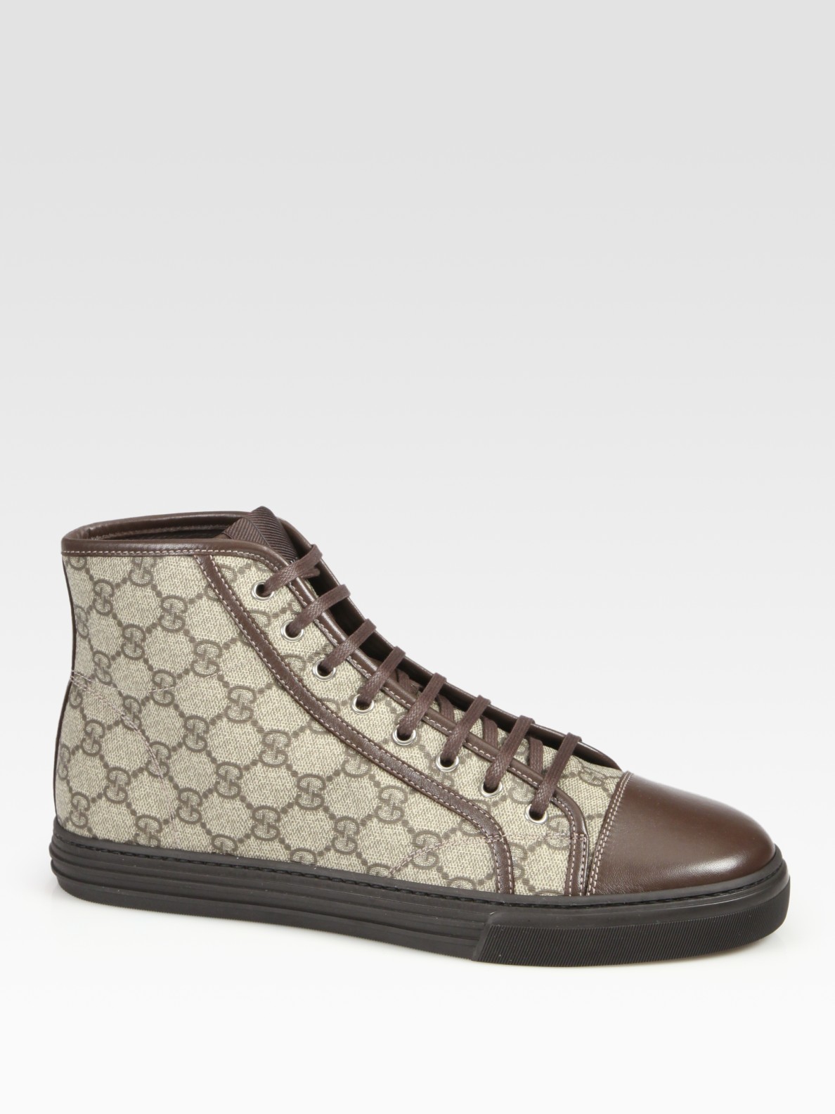 Gucci California High-Top Lace-Up Sneakers in Brown for Men | Lyst