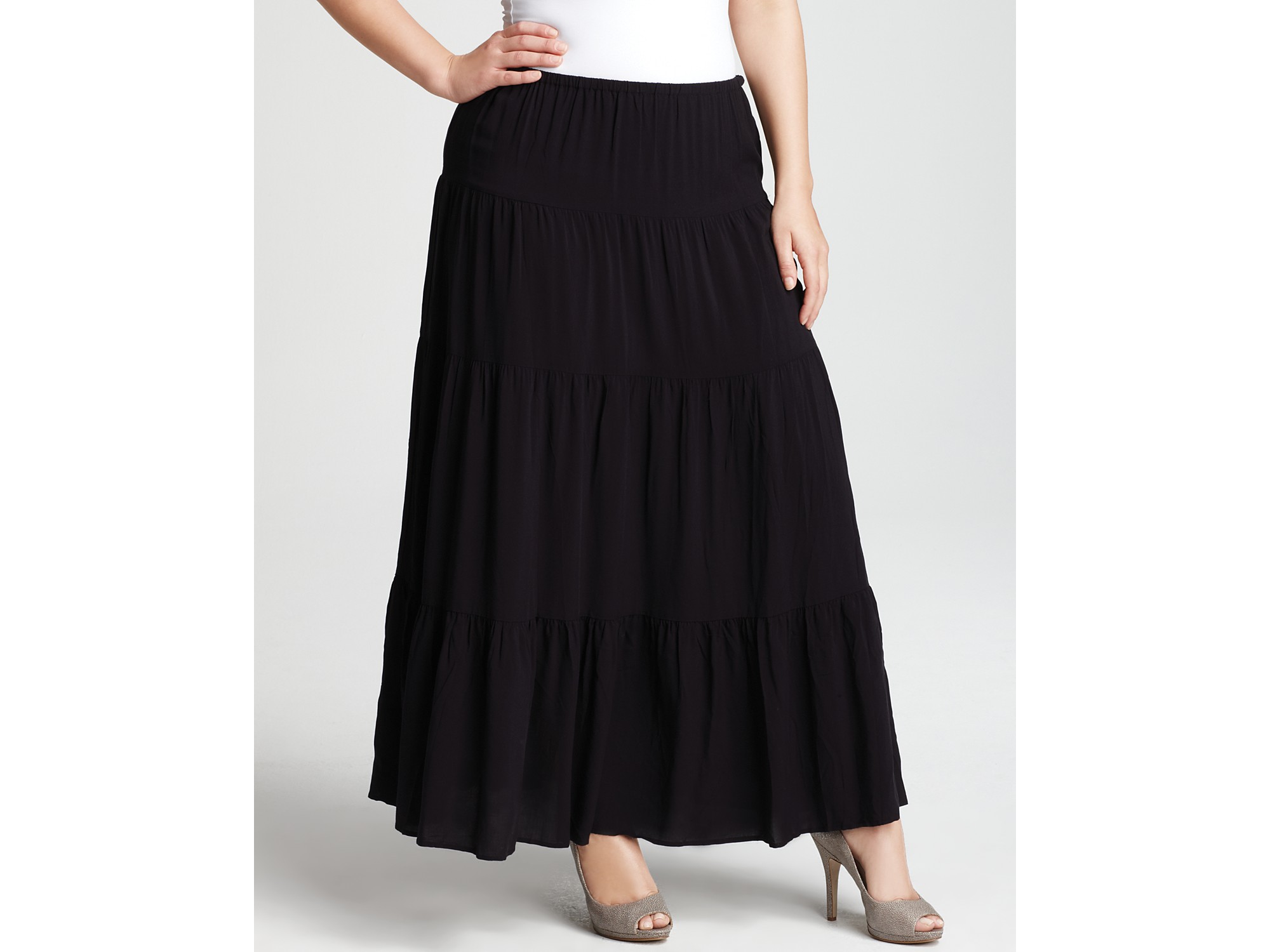 Michael Kors Michael Plus Size Tiered Maxi Skirt in Navy (Blue) - Lyst
