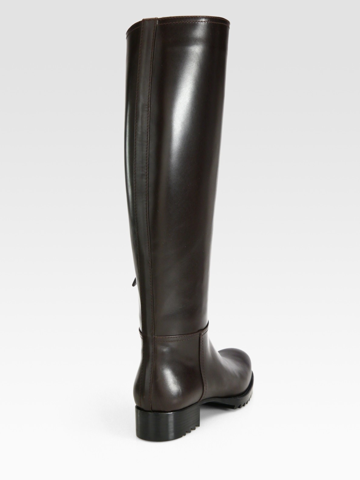 Lyst - Bottega Veneta Patent-Leather Riding Boots in Brown