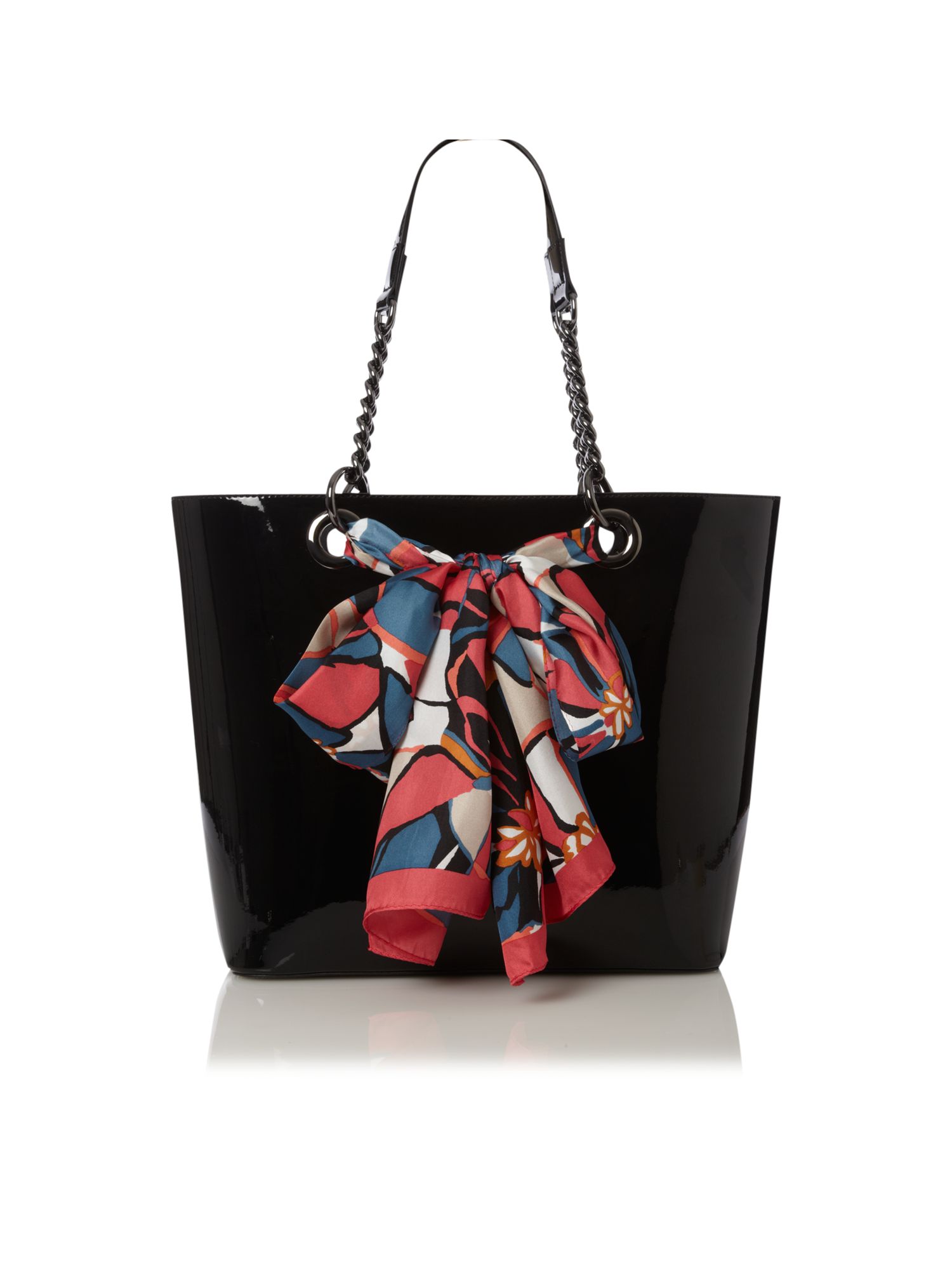 Dkny Patent Large Scarf Tote Bag in Black | Lyst