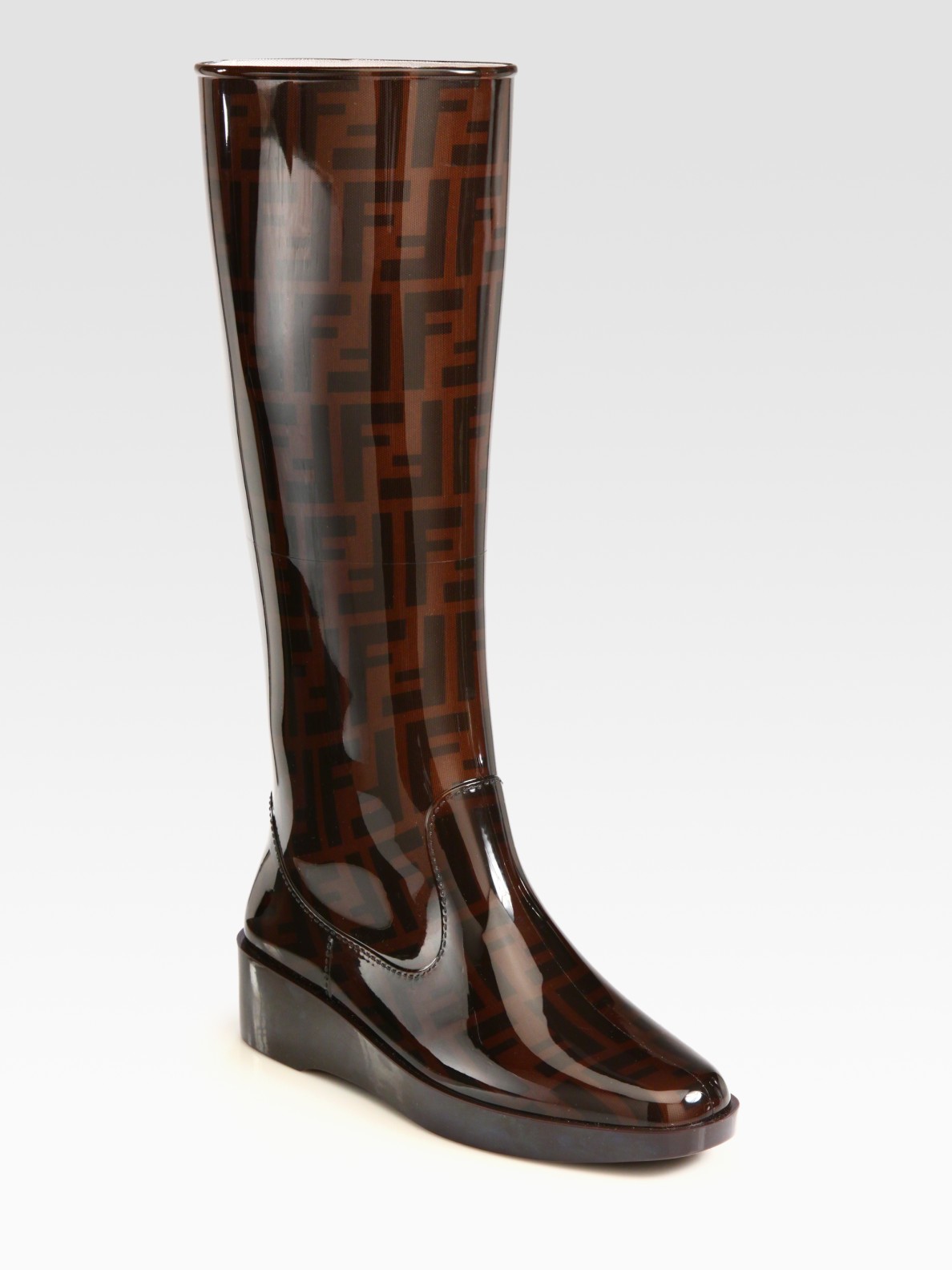 Fendi Logoprinted Rain Boots in Brown - Lyst