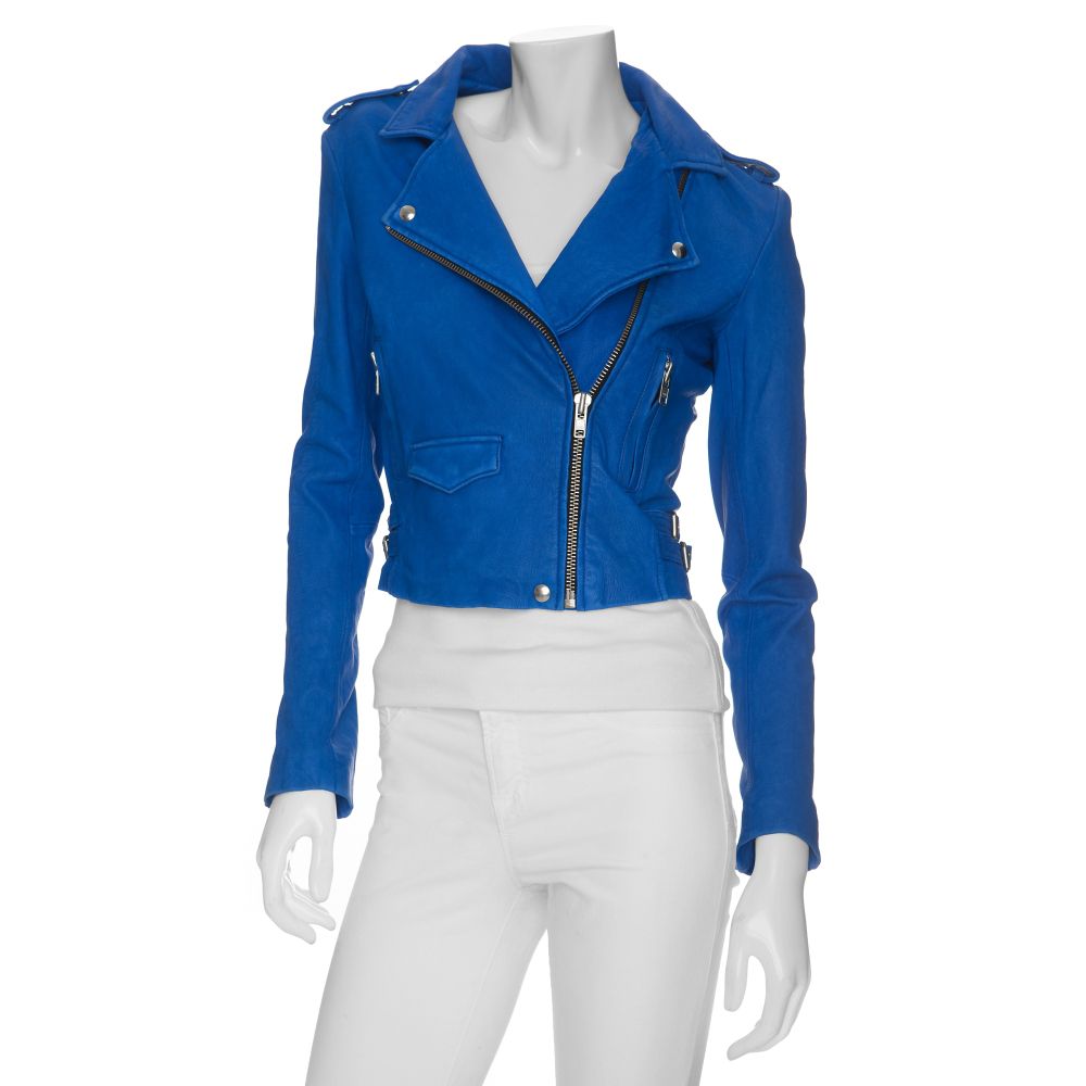 Cobalt blue leather jacket Clearance