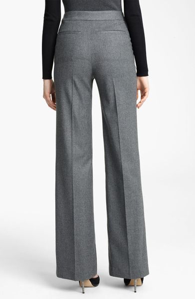 Reed Krakoff Wide Leg Stretch Flannel Pants in Gray (medium grey) | Lyst