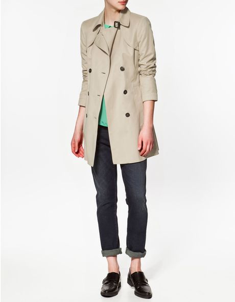 Zara Short Trench Coat in Beige | Lyst
