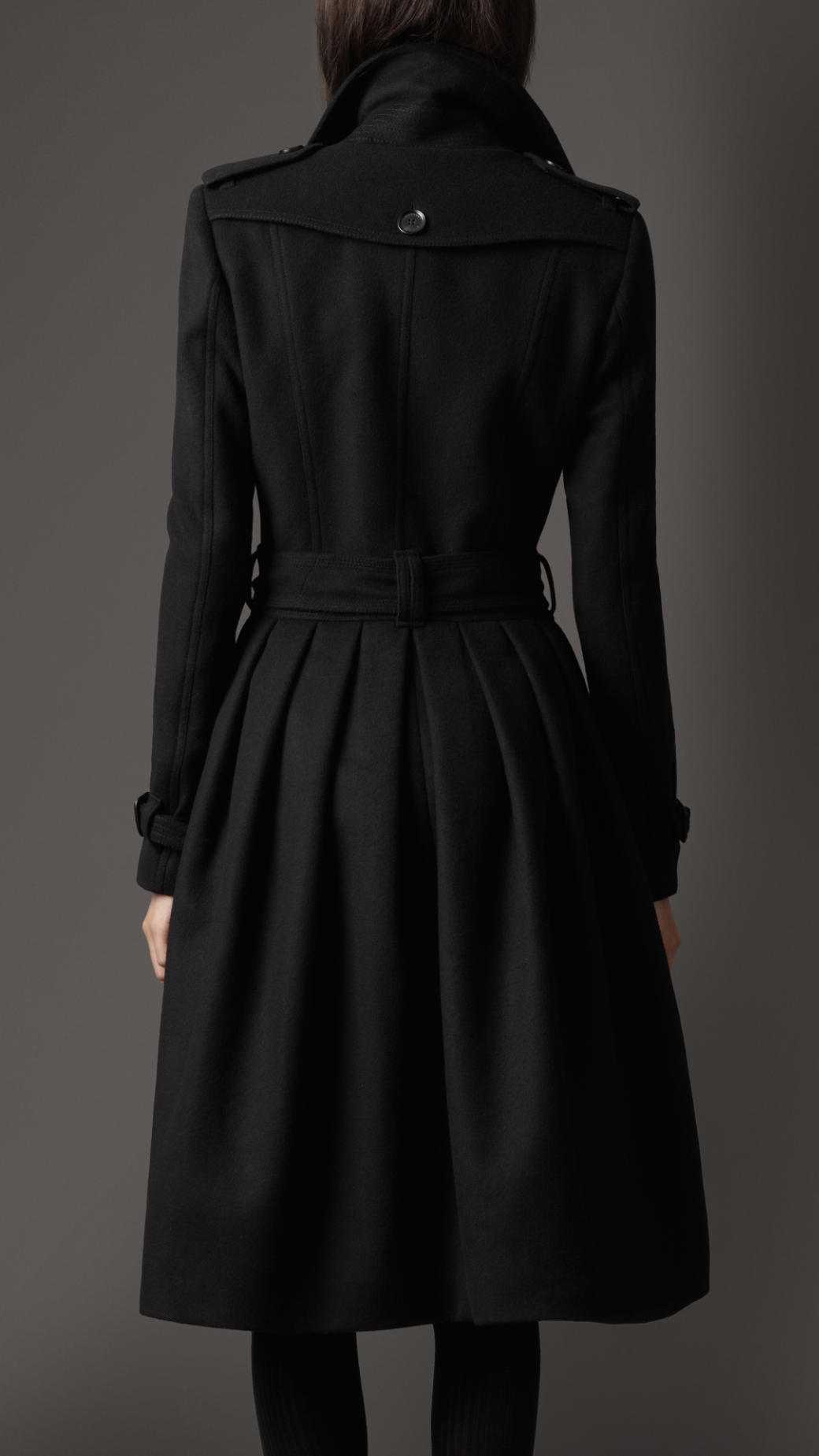 Burberry Full Skirt Virgin Wool and Cashmere Coat in Black - Lyst