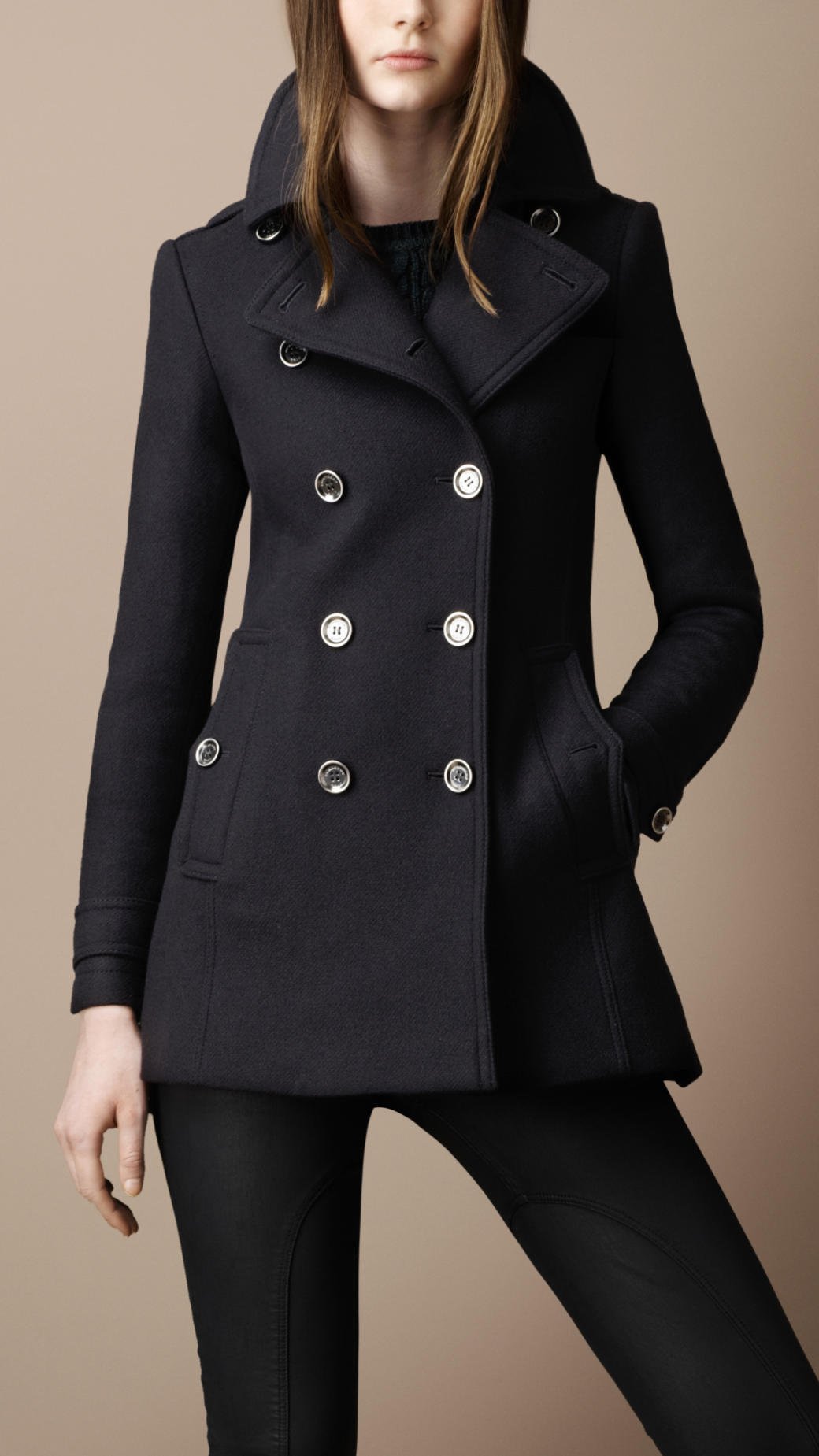 Burberry Brit Twill Coat with Back Pleats in Blue | Lyst