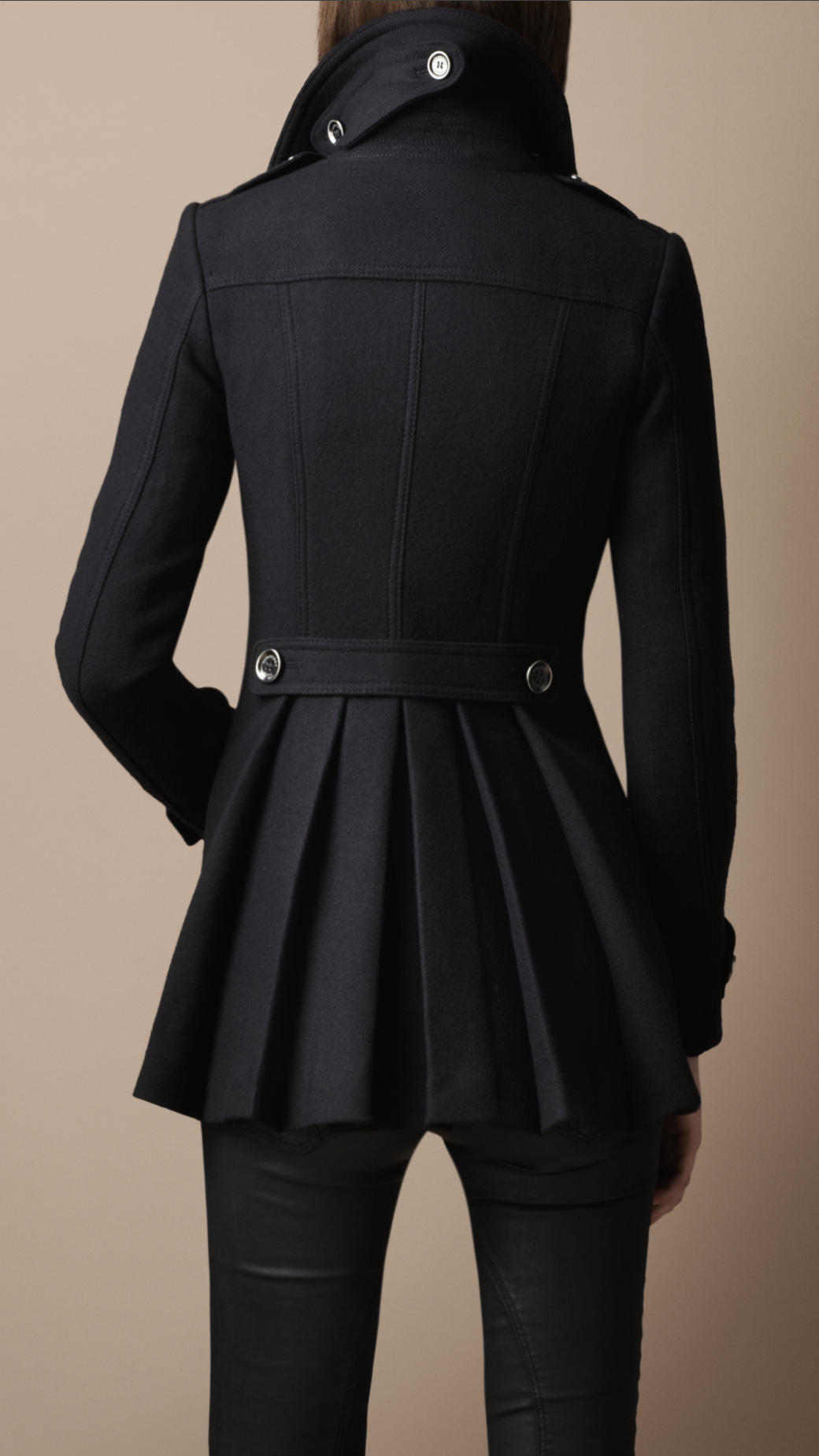 Burberry Brit Twill Coat with Back Pleats in Navy (Blue) - Lyst