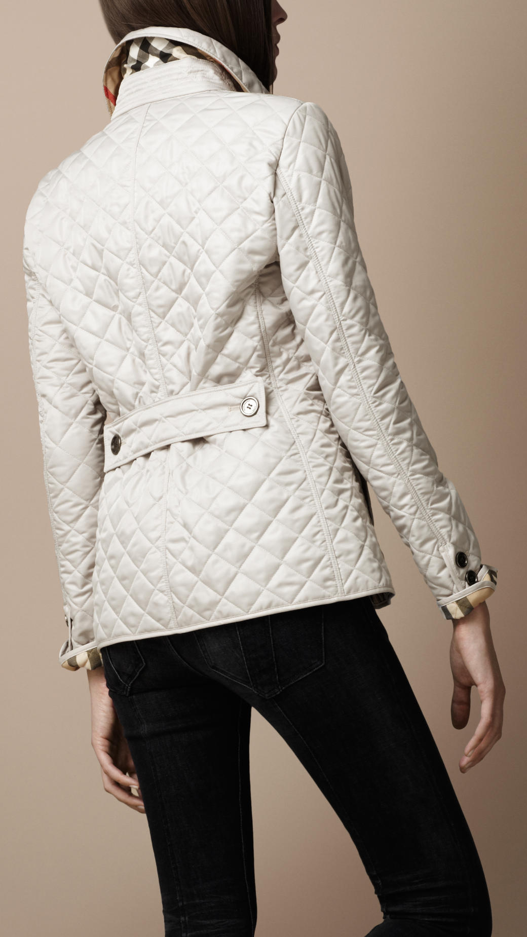 Burberry Brit Cinched Waist Quilted Jacket in Natural - Lyst